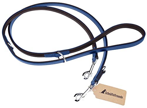 Schnüffelfreunde Hundeleine aus Leder - Trainingsleine - Lederleine für den Hund - Leine 3-Fach verstellbar, für alle Hunde (230cm, Blau) von Schnüffelfreunde