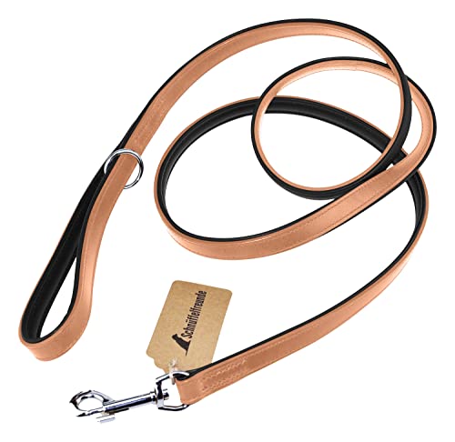 Schnüffelfreunde Hundeleine aus Leder - Führleine - Lederleine für den Hund - für alle Hunde (180cm, Beige) von Schnüffelfreunde