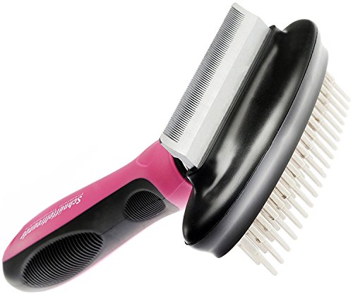 Schnüffelfreunde Professionelle 2-in-1 Fellbürste mit flexiblem Griff - Fellkamm & Unterwollbürste: doppelseitige Deshedding Fellpflege Hundebürste u. Katzenbürste für große, mittelgroße und kleine Hunde und Katzen von Schnüffelfreunde
