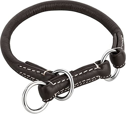 Schnüffelfreunde Zugstopp Hundehalsband aus Leder I Erziehungshalsband I Dressurhalsband I Lederhalsband Hund (L - bis 37cm, Braun) von Schnüffelfreunde