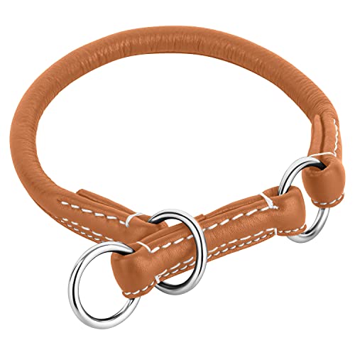 Schnüffelfreunde Zugstopp Hundehalsband aus Leder I Erziehungshalsband I Dressurhalsband I Lederhalsband Hund (XL-XXL - bis 52cm, Beige) von Schnüffelfreunde