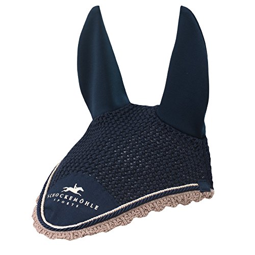 Schockemöhle Sports Fliegenmütze Dynamite Flyveil, Größe Warmblut, mit Logo (navy/stone) von Schockemöhle