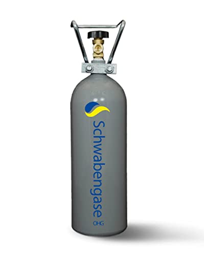 Schwabengase Co2 Flasche 2kg - Vorrats Kohlensäure Zylinder - Eigentumsflasche mit verzinktem Rohrtragegriff, Neu befüllt, Kohlensäureflasche für Aquarien & Zapfanlagen, TÜV bis 2033* (2 kg) von UINCLU