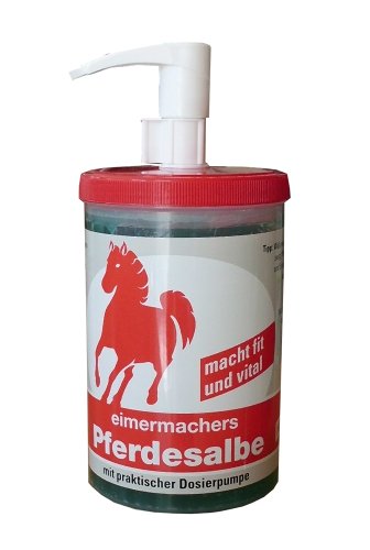 Pferdesalbe EIMERMACHER Pflege 1000ml Kühlt-entspannt, ist durchblutungsfördernd und aktiviert nach Beanspruchung. Macht frisch und vital bei Muskelkater und Verspannung. von Schweizer Effax