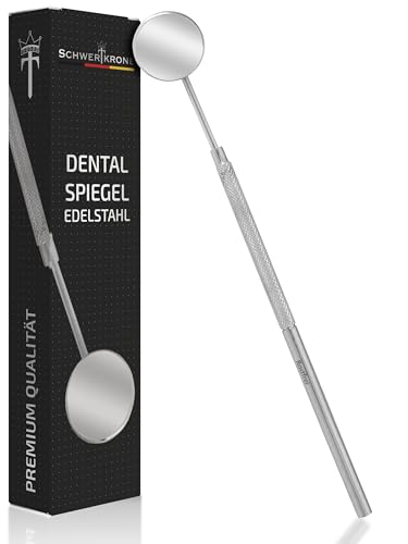 Schwertkrone Premium Dentalspiegel, Größe 5, Leicht Vergrößernder Mundspiegel, Rostfreier Edelstahl, Handlich & Desinfizierbar von Schwertkrone