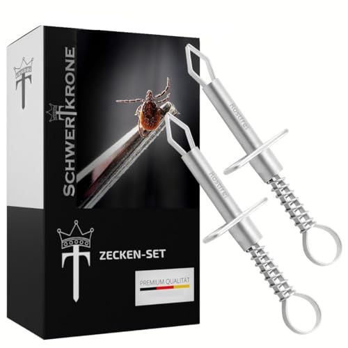 Schwertkrone Zeckenzange mit Haltebügel Metall 2er Set - Zeckenentferner mit Feder, Zeckenset für Mensch, Katze und Hund aus hygienischem Edelstahl Schwertkrone Zeckenzange mit Haltebügel Metall 2er Set - Zeckenentferner mit Feder, Zeckenset für Mensch, Katze und Hund aus hygienischem Edelstahl von Schwertkrone