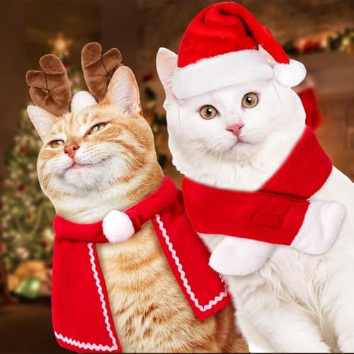 4 Pcs Weihnachtskostüm Von Hüten, Schals, Jacken Und Stirnbändern,Kostüm Für Katzen, Katzen Kostüme, Weihnachtskostüm Hund, Katzenbekleidung, Hunde Weihnachtskostüm, Katzenkostüm 4 Pcs Weihnachtskostüm Von Hüten, Schals, Jacken Und Stirnbändern,Kostüm Für Katzen, Katzen Kostüme, Weihnachtskostüm Hund, Katzenbekleidung, Hunde Weihnachtskostüm, Katzenkostüm von Scinzene