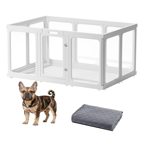 Laufstall für Hunde, Acryl, transparent, für den Innenbereich, für Welpen, transparent, für Kleintiere, Kaninchen, Katzen, Frettchen, Welpenkiste, Käfig, Zwinger mit einfacher Montage, 10 Paneele, 60 Laufstall für Hunde, Acryl, transparent, für den Innenbereich, für Welpen, transparent, für Kleintiere, Kaninchen, Katzen, Frettchen, Welpenkiste, Käfig, Zwinger mit einfacher Montage, 10 Paneele, 60 von Scistore