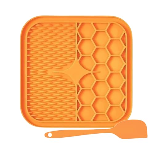 Scorpeon Premium Leckmatte für Hunde und Katzen, Leckmatte mit Spatel, Starke Saugnäpfe für Haustierangst, Langeweile, Baden, Fellpflege, Training & Zahnhygiene, 21 x 21 cm, Orange Scorpeon Premium Leckmatte für Hunde und Katzen, Leckmatte mit Spatel, Starke Saugnäpfe für Haustierangst, Langeweile, Baden, Fellpflege, Training & Zahnhygiene, 21 x 21 cm, Orange von Scorpeon