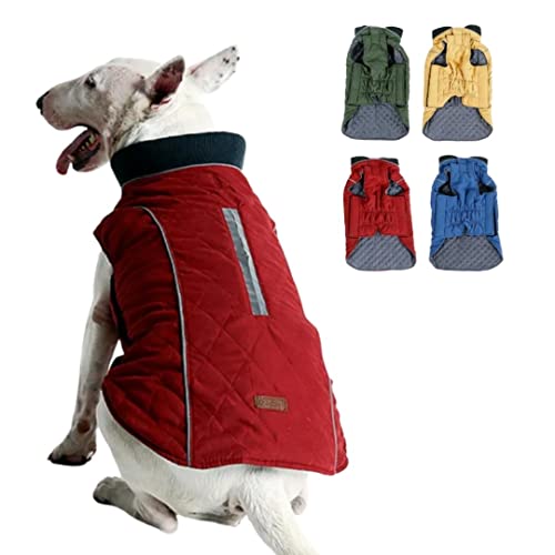 Wintermantel Warme Jacke für Hunde Katzen Haustiere Kaltes Wetter mit reflektierender Krempe (X-Small, Rot) von Scout & Friends