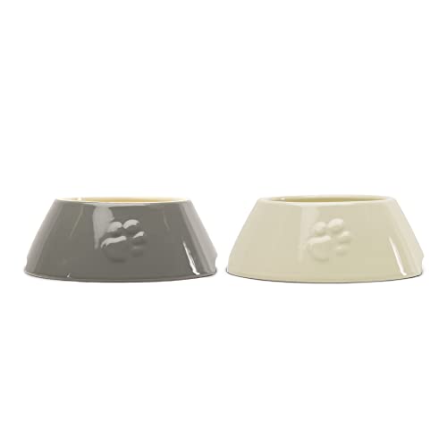 Scruffs Classic & Icon Hundenapf mit Langen Ohren, Grau/Cremefarben, 2 Stück von Scruffs