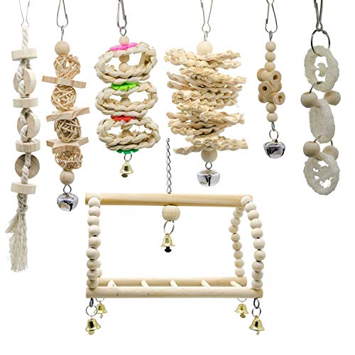 Sctecoau 7 Packungen Papagei Schaukel Kau Spielzeug - Natur Hängende Glocke Käfig Spielzeug Geeignet für Kleine Sittiche Nymphensittiche Conures Finken Wellensittich Sctecoau 7 Packungen Papagei Schaukel Kau Spielzeug - Natur Hängende Glocke Käfig Spielzeug Geeignet für Kleine Sittiche Nymphensittiche Conures Finken Wellensittich von Sctecoau