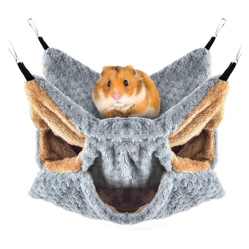 Sctecoau Hängematte für Kleine Tiere, Frettchen Sugar Glider, Dreifach-Etagenbett, Käfig, Warmes Plüsch-Hängemattenbett, Versteck für Hamster, Langlebig Sctecoau Hängematte für Kleine Tiere, Frettchen Sugar Glider, Dreifach-Etagenbett, Käfig, Warmes Plüsch-Hängemattenbett, Versteck für Hamster, Langlebig von Sctecoau