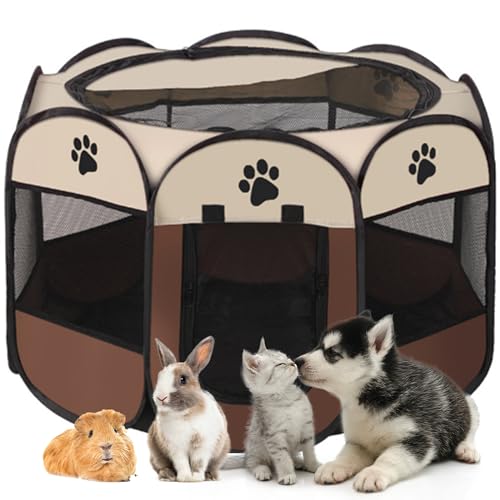 Faltbarer Laufstall für Haustiere, tragbar, weiches Pop-Up-Design für Hunde, Katzen und Kätzchen, atmungsaktiver Netzstoffkäfig, leicht, für den Innen- und Außenbereich Faltbarer Laufstall für Haustiere, tragbar, weiches Pop-Up-Design für Hunde, Katzen und Kätzchen, atmungsaktiver Netzstoffkäfig, leicht, für den Innen- und Außenbereich von Sea Team