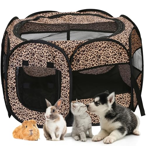 Sea Team Faltbarer Haustier-Spielplatz - Tragbares, weiches Pop-Up-Design für Hunde, Katzen und Kätzchen - Atmungsaktives Mesh-Gewebe-Käfig - Leicht und für den Innen- und Außenbereich geeignet von Sea Team
