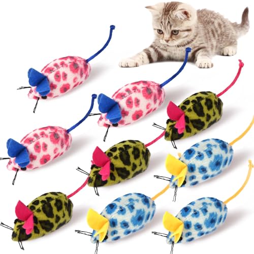 SeaMorn Katzen- und Maus-Spielzeug, Plüsch-Maus-Spielzeug für Indoor-Katzen, realistisches Design, 3 verschiedene Farben, je 3 Stück, Vorteilspackung von SeaMorn