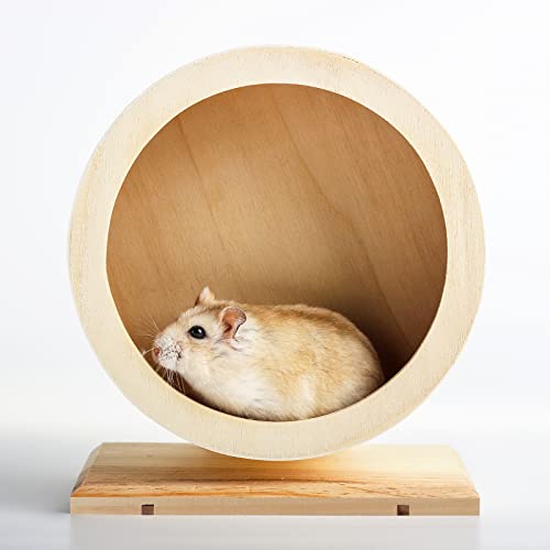 Seahelms Hamsterrad aus Holz für kleine Haustiere, geräuscharmes Laufrad für Ruhe und Bewegung von syrischen Hamstern, Rennmäusen, Ratten, Mäusen, Zwergen, kleinen Chinchilla(M, Φ/ 21 cm) von Seahelms