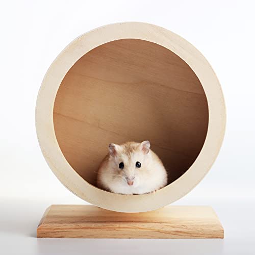 Seahelms Hamsterrad aus Holz für kleine Haustiere, geräuscharmes Laufrad für Ruhe und Bewegung von syrischen Hamstern, Rennmäusen, Ratten, Mäusen, Zwergen, kleinen Chinchilla(S, Φ/ 15 cm) von Seahelms