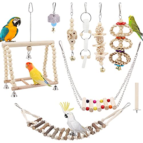 Seahelms Papageienspielzeug, Spielzeug für Nymphensittiche, Vögel, Kauen, Naturholz, Hängematte, Glocke, Vogelkäfig, Schaukel für Nymphensittiche, Finken, kleine Sittiche und Aras, 8 Stück Seahelms Papageienspielzeug, Spielzeug für Nymphensittiche, Vögel, Kauen, Naturholz, Hängematte, Glocke, Vogelkäfig, Schaukel für Nymphensittiche, Finken, kleine Sittiche und Aras, 8 Stück von Seahelms
