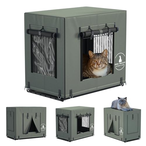 Katzenhaus für den Außenbereich, Feral Katzenkäfig, Katzenabdeckung, Abdeckung für Katzengehege, 900D strapazierfähiges Oxford-Leder, Regenplane mit sichtbarem Fenster, 100 % wasserdicht, 52,8 x 35,6 Katzenhaus für den Außenbereich, Feral Katzenkäfig, Katzenabdeckung, Abdeckung für Katzengehege, 900D strapazierfähiges Oxford-Leder, Regenplane mit sichtbarem Fenster, 100 % wasserdicht, 52,8 x 35,6 von Seal Bailey