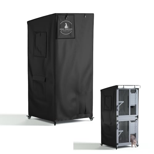 Katzenhausabdeckung für den Außenbereich, großes Catio-Katzengehege, Staubschutz, 600D strapazierfähige Regenplane mit sichtbarem Fenster, 100 % wasserdicht, 81,3 cm L x 81,3 cm B x 182,9 cm H von Seal Bailey