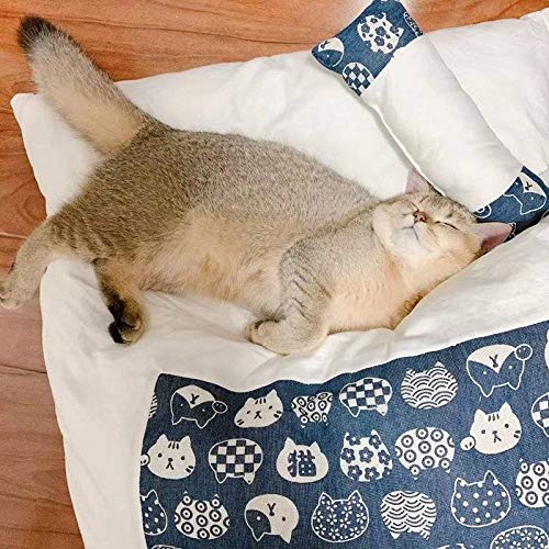 SearchI Katzenschlafsack Katzenbett Flauschig Weich Geschlossen Bett mit Kissen, Waschbare Warm Katzenhöhle Katzenmatte Japanischer Stil Haustierbett Für Katzen Hunde von SearchI
