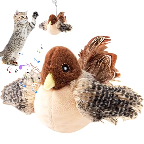 Interaktives Katzenspielzeug,Simulierter Zwitschernder Vogel,Simulationsvogel Vogelspielzeug Katzen,Zwitschernder Katzen Spielzeug,Fliegender Vogel Katzenspielzeug,Lustige Quietsch Flying Bird Cat Toy von Seasboes