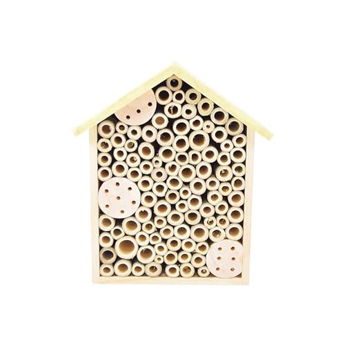 Seaside No.64 - kleines Insektenhotel aus Naturholz mit farbigem Dach - Nisthilfe für Krabbler in liebevoller Handarbeit gefertigt - zum Aufhängen am Balkon, im Garten (Gelb = 18,5 x 21 x 9,5 cm) von Seaside No.64