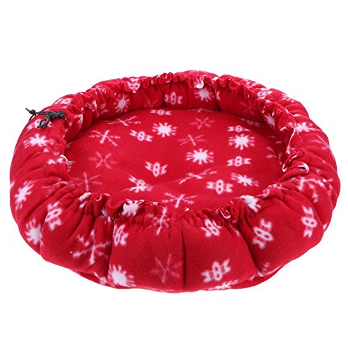 Seawang Hundebett Kleine Hunde Waschbar, Einziehbares Weiches Rundes Kürbis-Kissen-Drucken Warmes Hundehaustierbett (Rot M) von Seawang