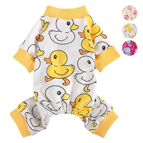 Hunde-Pyjama, Yorkie-Chihuahua-Schlafanzug, dehnbare gelbe Ente, Kleidung für Teetasse, Nachtwäsche, Welpenoverall (gelbe Ente, XS) von Sebaoyu