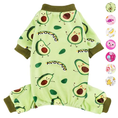 Schlafanzug für kleine Hunde, Yorkie-Pyjama, Chihuahua-Schlafanzug, dehnbar, Avocado-Design, Hundebekleidung für Teetasse, Nachtwäsche für kleine Hunde, Bequeme Welpenkleidung, Hundeoverall (Avocado, von Sebaoyu