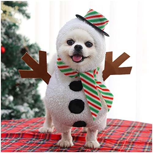 Sebaoyu Weihnachts-Hundepullover Outfit Haustier Welpe Hoodie Kleidung Mantel Xmas Kostüm Winter Warm Niedlich Lustig Schneemann Cosplay Anzug Hund Katze Kleidung (Klein) von Sebaoyu