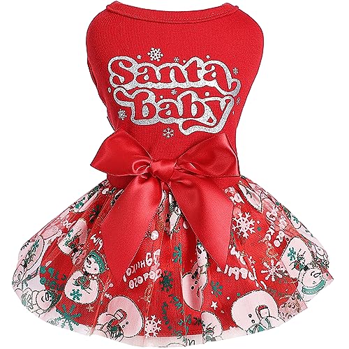 Sebaoyu Weihnachts-Outfit für Hunde, Weihnachtskleid, Winter-Hundekleidung, Pullover für kleine Hunde, Mädchen, Weihnachtskostüme, Welpen, Weihnachtsmann, Haustier, Katze, Bekleidung (XXS) von Sebaoyu
