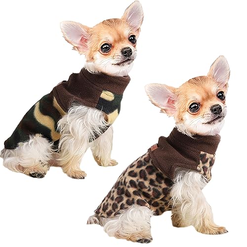 Weihnachtspullover für kleine Hunde, Chihuahua-Fleece mit Loch für die Leine, warm, für Welpen, Jungen, Mädchen, Teetasse, Yorkie, Größe XXS, 2 Stück von Sebaoyu
