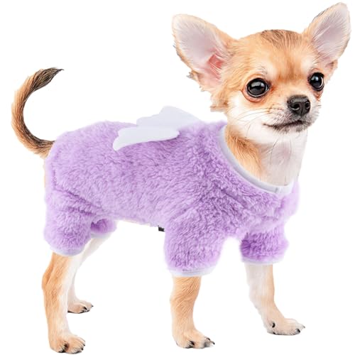 Winter-Hunde-Pyjama für kleine Hunde, Herbst-Hundepullover, warmer Fleece-Welpen-Pyjama, Kleidung, Chihuahua, Yorkie, kleine Hundekleidung, Outfit, Größe XXS ~ M, Haustierkatzenpullover (Größe XS) von Sebaoyu