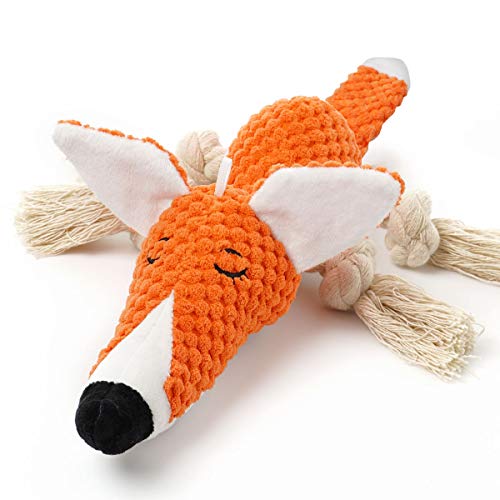 Sedioso Plüsch Hundespielzeug, Interaktives Gefülltes Fuchs Hundespielzeug für Langeweile, Süßes Quietschendes Hundekauspielzeug für Kleine, Mittlere, Große Rasse von Sedioso
