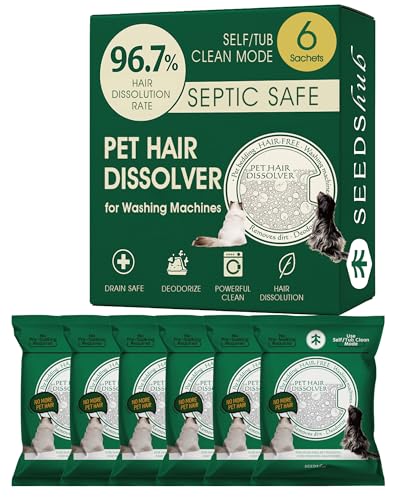 Seedshub Tierhaarentferner für Wäsche, Tierhaarlöser für Waschmaschine, 96,7% Auflösungsrate, Hundehaarentferner, Katzenhaarentferner, 6 Beutel (1 Box), bis zu 6 Waschgänge, Verwenden Sie den Self/Tub von Seedshub
