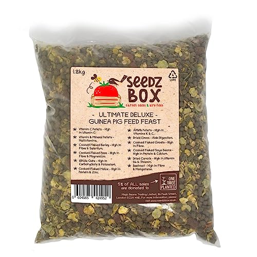 Seedzbox Ultimate Deluxe Meerschweinchen Getreide & Veggiemix 1,8kg - natürl. Leckerli für Haustiere - mit Multivitamin, Möhren, Gerste und Luzerne - reich an Vitamin C, Protein und Kalzium von Seedzbox