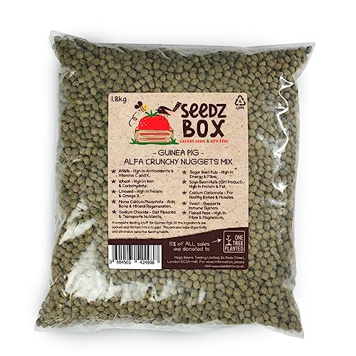 Seedzbox Ultimate Deluxe Meerschweinchen Knuspernuggets-Mix 1.8kg - natürl. Leckereien für Haustiere - Abwechslung im Speiseplan - mit Luzernen, Weizen und Leinsamen - reich an Vitamin C und Kalzium von Seedzbox