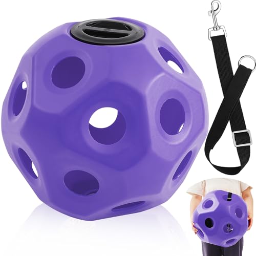 Seenelling Heuball für Pferde, 40 cm, mit Aufhängegurt, langsames Füttern, Leckerli-Ball, extra groß, zum Aufhängen für Paddock-Stall, Stallzubehör (lila) von Seenelling