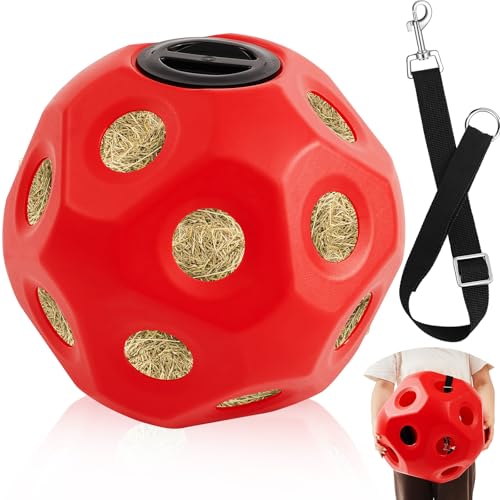 Seenelling Heuball für Pferde, mit Aufhängegurt, langsames Füttern, extra groß, zum Aufhängen für Paddock, Stall, Stallzubehör, 40 cm, Rot von Seenelling