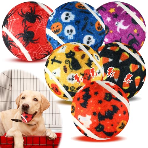 Seenelling Quietschende Halloween-Tennisbälle für Hunde, interaktive Hundebälle für kleine, mittelgroße und große Hunde, zum Zahnen, langlebig, 6,3 cm, Apportierspielzeug für aggressives Kautraining, Seenelling Quietschende Halloween-Tennisbälle für Hunde, interaktive Hundebälle für kleine, mittelgroße und große Hunde, zum Zahnen, langlebig, 6,3 cm, Apportierspielzeug für aggressives Kautraining, von Seenelling
