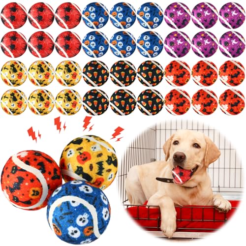 Seenelling Quietschende Halloween-Tennisbälle für Hunde, langlebig, 6,3 cm, interaktives Spielzeug für kleine, mittelgroße und große Hunde, Kauspielzeug für aggressives Kauen, Training, Fangen, 6 Seenelling Quietschende Halloween-Tennisbälle für Hunde, langlebig, 6,3 cm, interaktives Spielzeug für kleine, mittelgroße und große Hunde, Kauspielzeug für aggressives Kauen, Training, Fangen, 6 von Seenelling