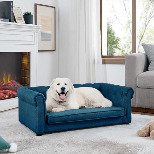 Seeye Elegantes erhöhtes Hundesofa für Komfort und Stil, mittelgroße und große Hunde, Blau von Seeye
