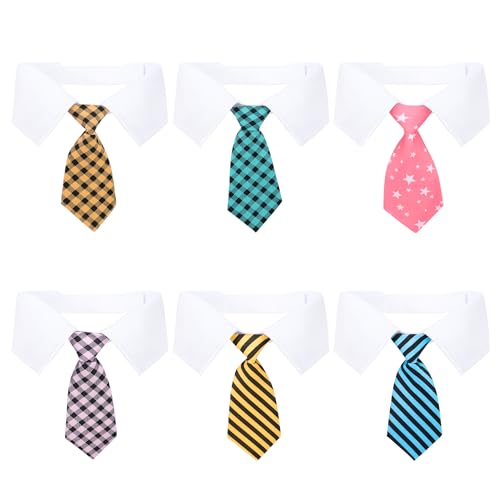 Segarty Hundehalsband, 6 Stück, verstellbar, niedlich, Haustier-Krawatten, Fellpflege-Zubehör, formelles Hochzeitskostüm für mittelgroße und große Hunde, Hunde-Krawatten-Set, blau, rosa, gelb, von Segarty