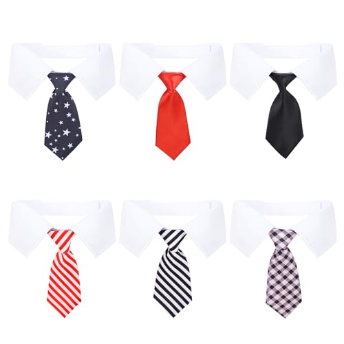 Segarty Krawatte für Hunde, 6 Stück, verstellbar, niedlich, Haustier-Krawatten, Fellpflege-Zubehör, formelles Hochzeitskostüm für mittelgroße und große Hunde, schwarz-roter Stern, Hunde-Krawatten-Set, von Segarty