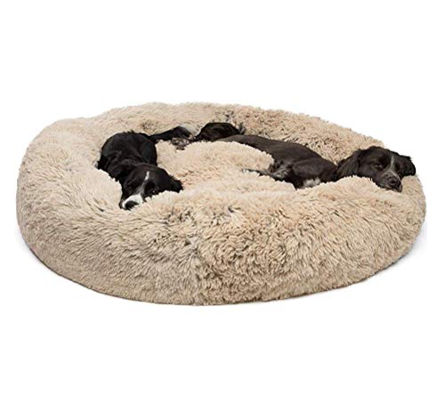Segle Luxus-Shag Fuax Donut Cuddler Höhlenbett für kleine,Mittelgroße und Große Hunde-66 * 66 * 18 cm von Ewbob