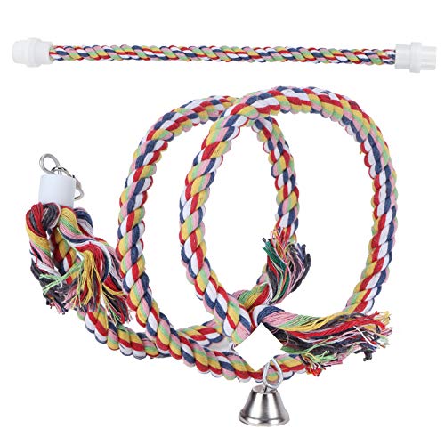 Bird Stand Seil Buntes Hängswatte -Seilspielzeug mit Glockenpapageien Kletterstange für Vogelkäfige langlebige Verschleiß widerstandsfestes materielles Material 2pcs Set von Segrehy