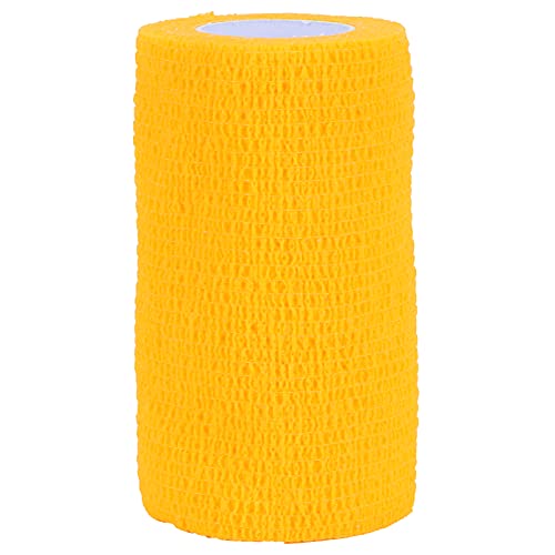 Segrehy Selbstklebbares Nicht gewebter Verband kohäsive Bandwrap Starke elastische Unterstützung für Huf Trimmen Erste Aid Messungen gelb 10x5,5 cm 4,5 m Roll von Segrehy