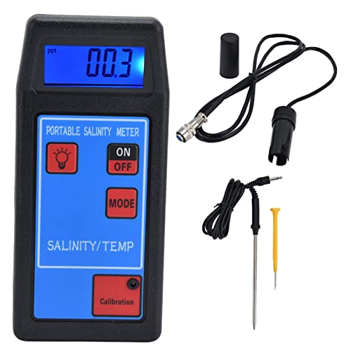 Segrehy Tragbarer Salzgehalttemperaturmesser Multifunktionswasserqualitätsanalysator für Aquariumpool Aquakultur Hochwertiges ABS -Material 161x75x40 mm von Segrehy